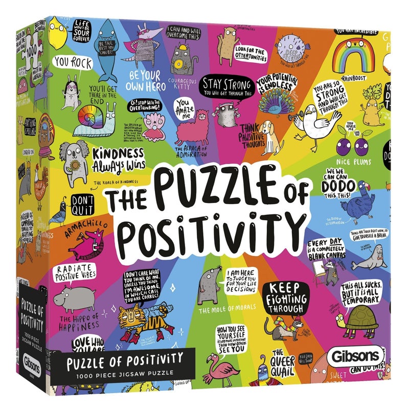 Gibsons Games Puzzle of Positivity 1000 Piece Jigsaw Puzzle Fun Cartoon Mental Health Artwork Sustainable Puzzle for Adults Teens Premium 100 Recycled Board - Image 3