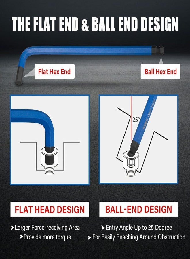 TOPEX 38Pcs Allen Key Set Multicolor Hex Key Allen Wrench Ball End Folding Hex Key Ball End Torx & Metric & Imperial Size for DIY Automotive Mechanic Home Use - Image 3