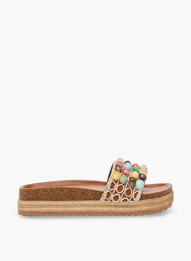 سيليست Women Beaded Strap Espadrille Slide Sandals