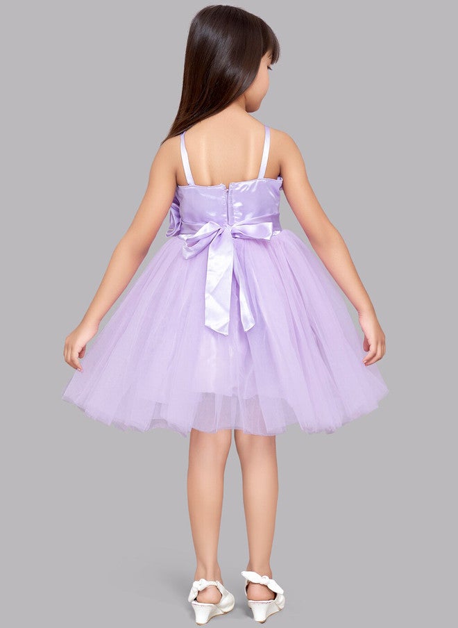 PinkChick Lavender Ruffled Tulle Fit & Flare Dress for Girls - Image 5