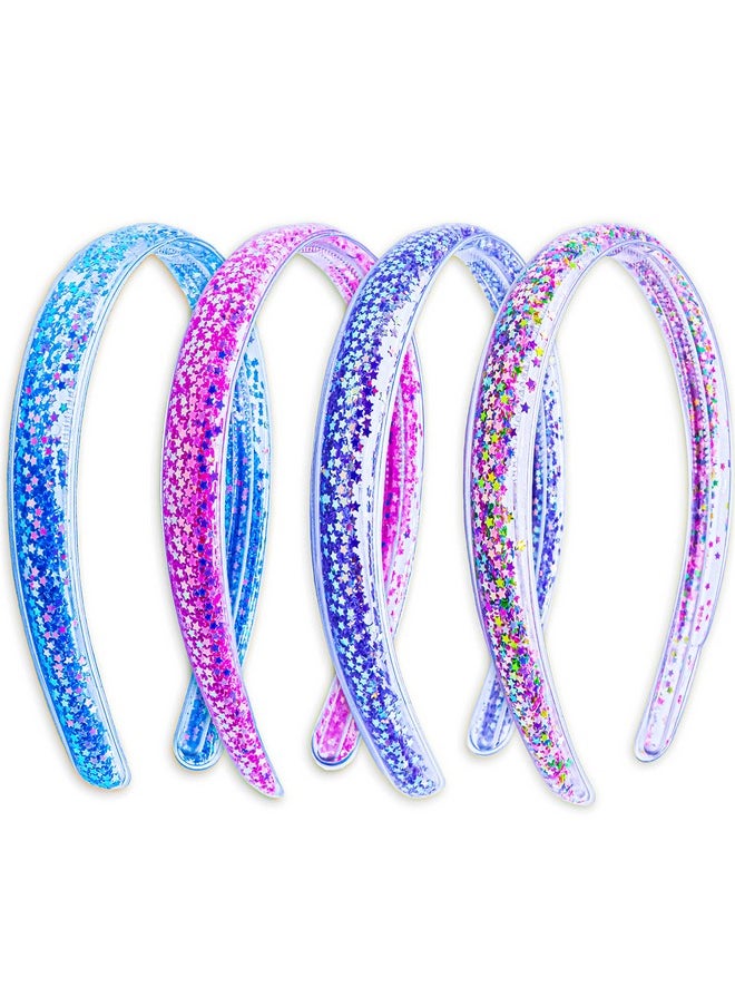 FROG SAC 4 Glitter Headbands For Girls Sparkly Confetti Headband With Teeth For Kids Cute Rainbow Pink Purple Blue Hard Head Bands Little Girl Hair Accessories  - Image 2