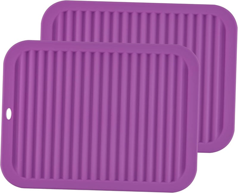 Smithcraft Silicone Trivets for Hot Dishes, Pots and Pans, Hot Pad 9" X12 for Kitchen, Multi-Purpose Trivet Mat, Heat Resistant Mat for Quartz Counter & Table, Silicone Pot Holders Set 2 Purple - Image 1