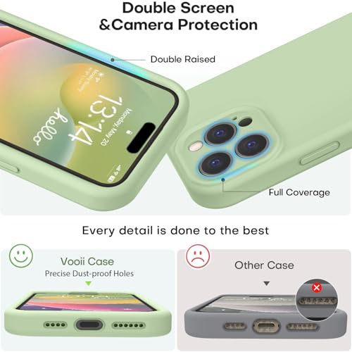 Vooii Compatible with iPhone 16 Pro Case, Liquid Silicone Upgrade [Camera Protection] [Soft Anti-Scratch Microfiber Lining] Shockproof Phone Case for iPhone 16 Pro 6.3 inch - Matcha - Image 3