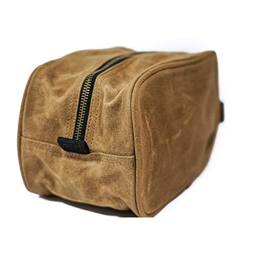 Readywares Waxed Canvas Toiletry Bag for Men, Tan, Dopp Kit Men, Stylish and Durable Shaving Kit Bag, Mens Toiletry Travel Bag - Image 2