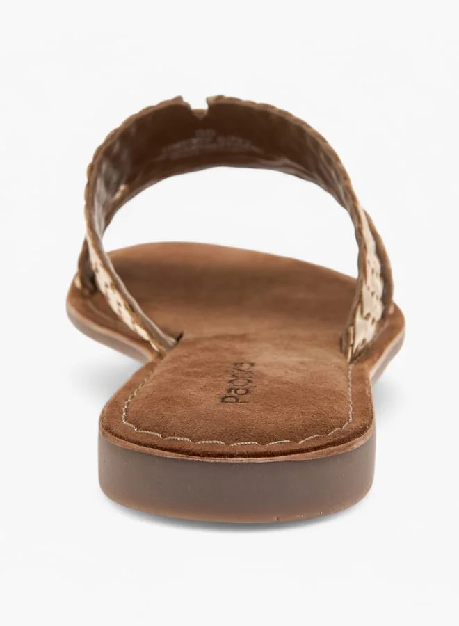 Paprika Women's Textured Leather Slip-On Flat Strap Sandals