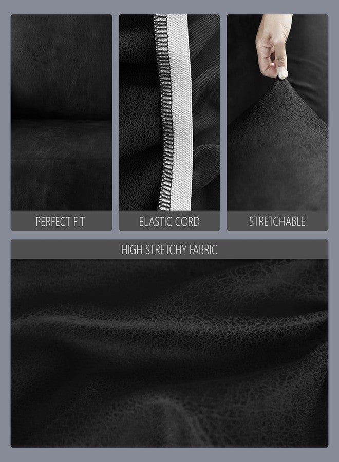 molasofa Leather Like Stretch Futon Slipcover Armless Futon Bed Sofa Cover Furniture Protector with Elastic Bottom, Soft and Washable Futon Cover for Sofa Bed Stay in Place（Larger，Black） - Image 4