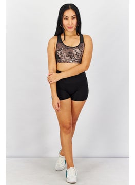 Reebok Women Padded Animal Print Sports Bra, Black and Brown Combo  - Image 3