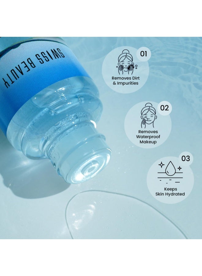 Swiss Beauty Bi-Phased Micellar Face Cleansing Water | Removes dirt, impurities and waterproof makeup | With Aloe vera and Witch Hazel | 100 ml - Image 3