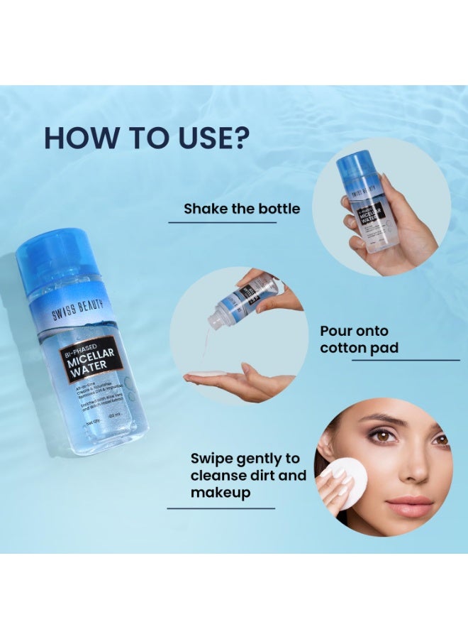 Swiss Beauty Bi-Phased Micellar Face Cleansing Water | Removes dirt, impurities and waterproof makeup | With Aloe vera and Witch Hazel | 100 ml - Image 5