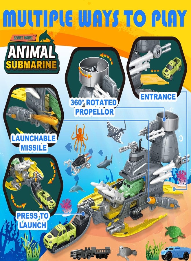 Frontoytall Sea Creatures Toys for Kids, Submarine, Ocean Animal Toys Cars - Image 2