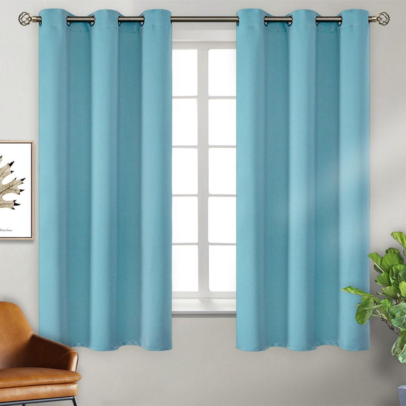 BGment Blackout Curtains - Grommet Thermal Insulated Room Darkening Bedroom and Living Room Curtains, Set of 2 Panels (42 x 63 Inch, Aqua) - Image 1