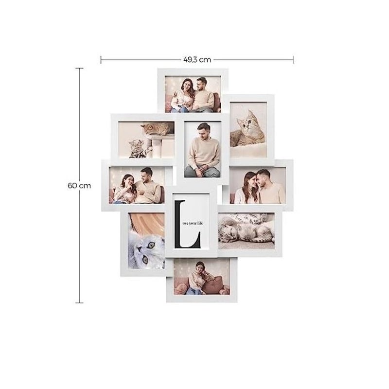 Photo Frame Collage for 10 Photos in 4" x 6" 10 x 15 cm,MDF Wall Mounted Photo Gallery Display, Assembly Required, White RPF20WT - Image 3