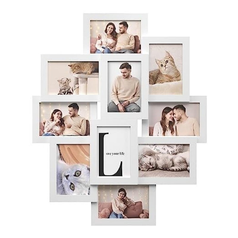 Photo Frame Collage for 10 Photos in 4" x 6" 10 x 15 cm,MDF Wall Mounted Photo Gallery Display, Assembly Required, White RPF20WT - Image 4