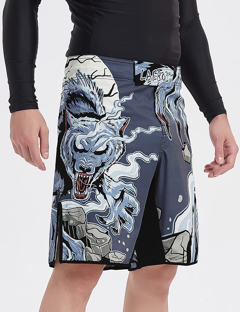 LAFROI Mens MMA Cross Training Boxing Shorts Trunks Fight Wear with Drawstring and Pocket-QJK01(Werewolf,LG) - Image 3