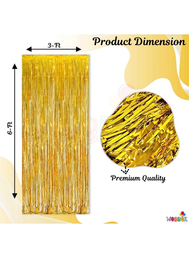 WOBBOX Big 3ft x 6ft Metallic Foil Fringe Curtain For Decoration Metallic Foil Curtain For Decoration Backdrop Door Window Curtain Party Decoration (One Pack) (Gold) (Pack of 2) - Image 3