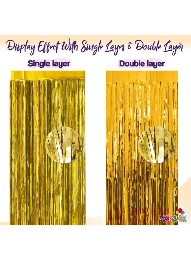 WOBBOX Big 3ft x 6ft Metallic Foil Fringe Curtain For Decoration Metallic Foil Curtain For Decoration Backdrop Door Window Curtain Party Decoration (One Pack) (Gold) (Pack of 2) - Image 2