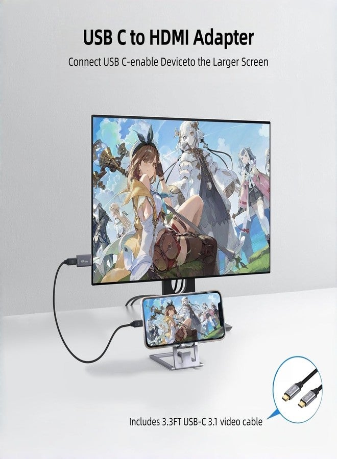 محول من منفذ USB-C أنثى إلى منفذ HDMI ذكر مع كابل فيديو USB بطول 1.0 متر، يدعم دقة 4K بمعدل 60 هرتز، محول من منفذ USB Type-C أحادي الاتجاه إلى منفذ HDMI 2.0، محول Thunderbolt 3/4 إلى HDMI لأجهزة iPhone 17 وMacBook وGalaxy - عبوة واحدة - Image 3