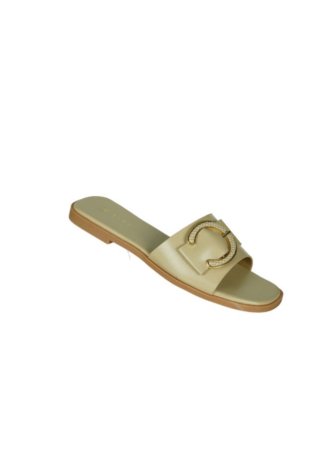 ZAYNA 221-36 Zayna Ladies  Round Toe  Sliders 2A020-3 Beige  - Image 1
