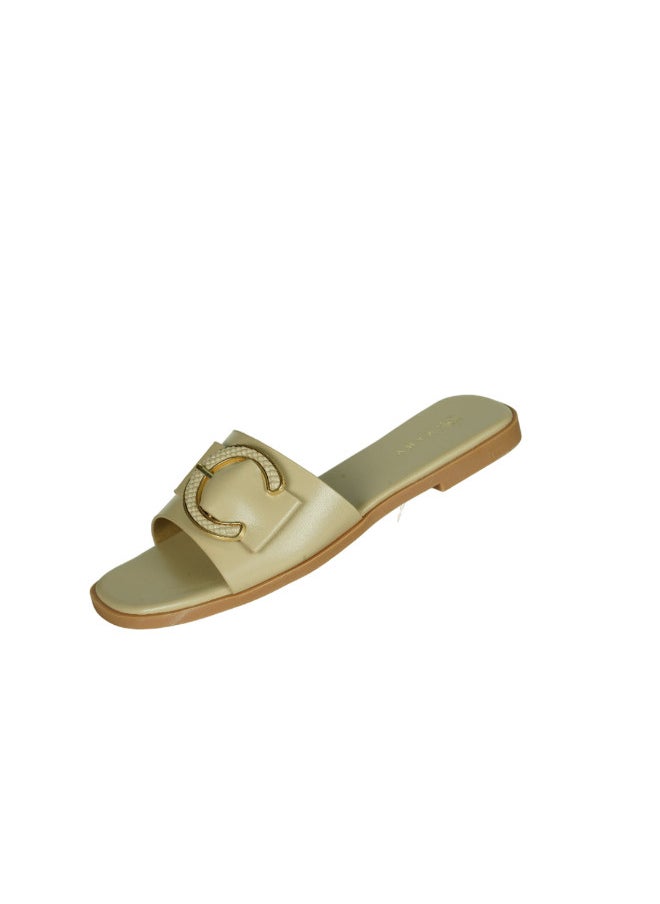 ZAYNA 221-36 Zayna Ladies  Round Toe  Sliders 2A020-3 Beige  - Image 3
