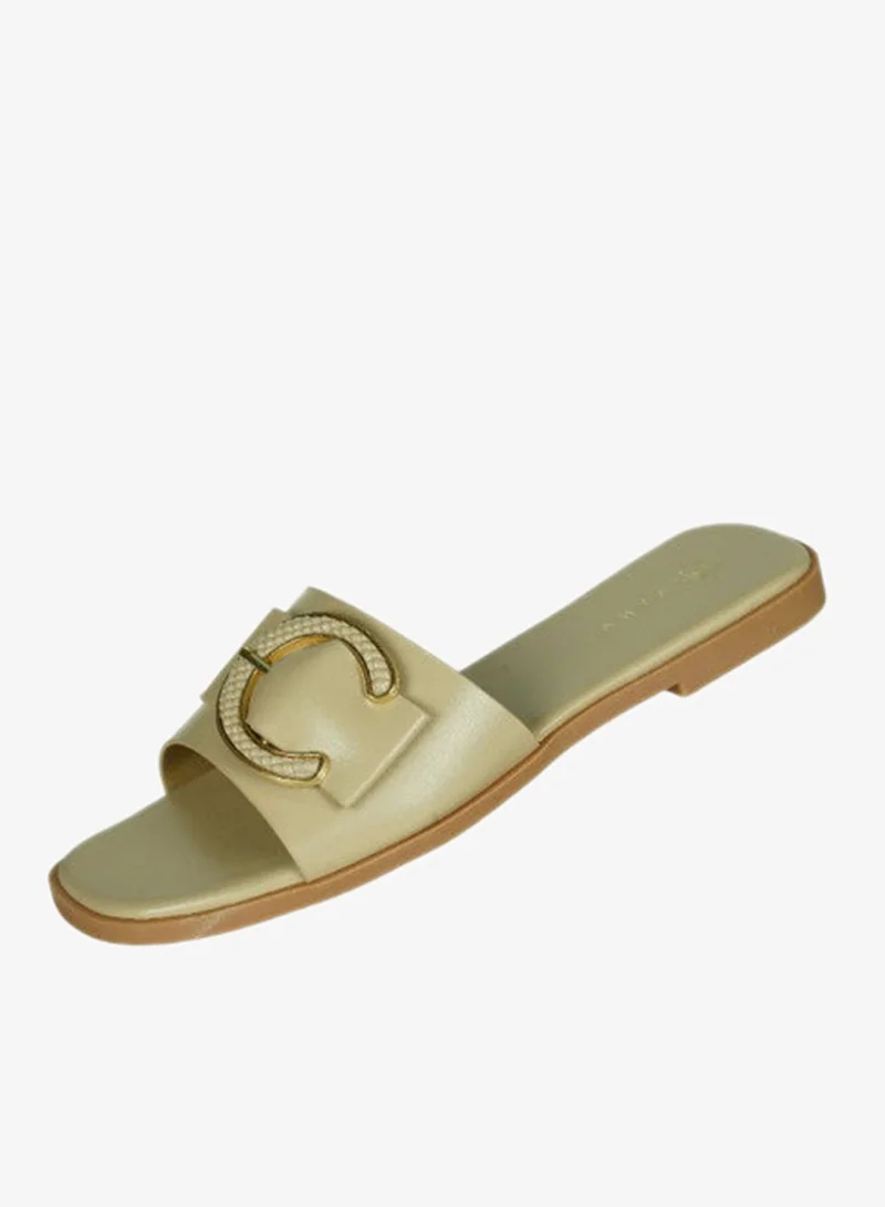 Zayna Beige 221-36 Zayna Ladies  Round Toe  Sliders 2A020-3 Beige for Women | Best Price UAE