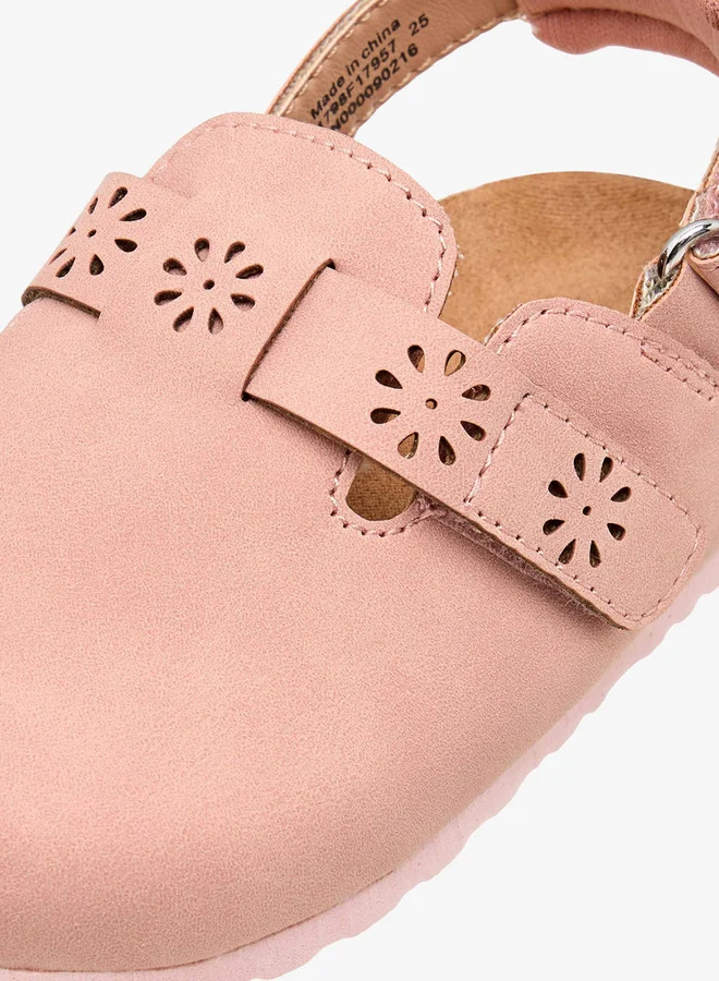 JUNIORS Girls Cut Out Detail Sandals with Hook and Loop Closure