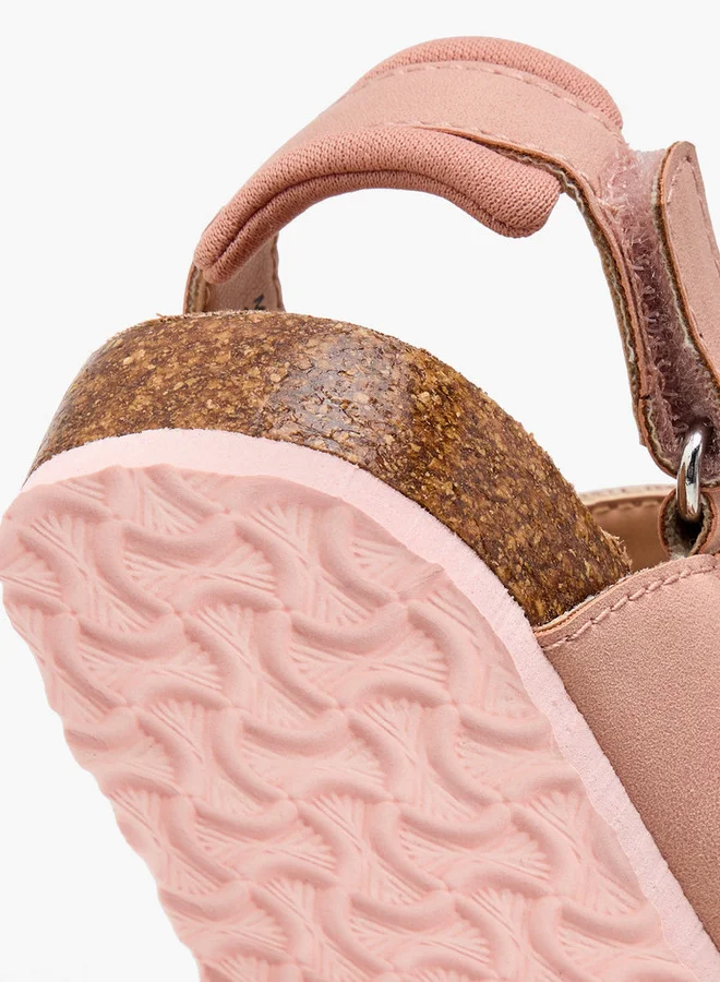 JUNIORS Girls Cut Out Detail Sandals with Hook and Loop Closure