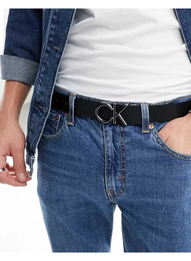 Calvin Klein Jeans Leather belt ADJ/REV CK METAL BOMBE PB 35MM with out box - Image 1