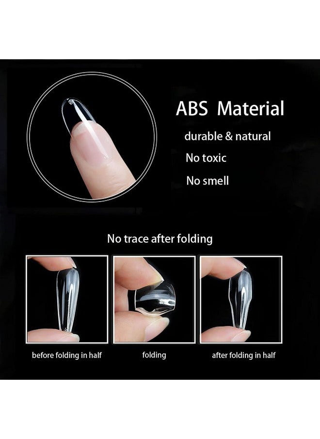Ohlove 500Pcs Oval Nail Tips For Acrylic Clear Fake Nails Full Cover 10 Sizes  - Image 2