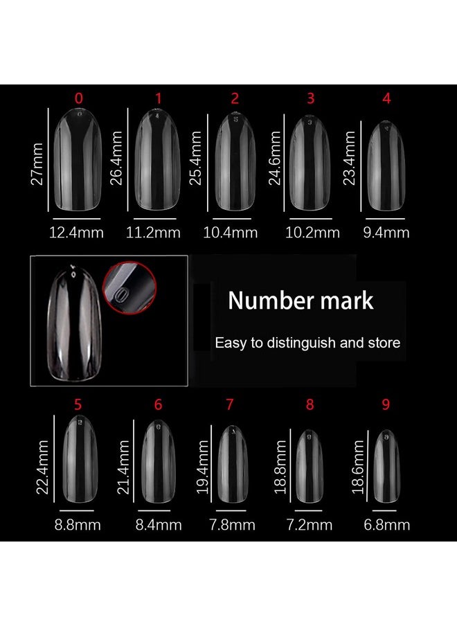 Ohlove 500Pcs Oval Nail Tips For Acrylic Clear Fake Nails Full Cover 10 Sizes  - Image 3