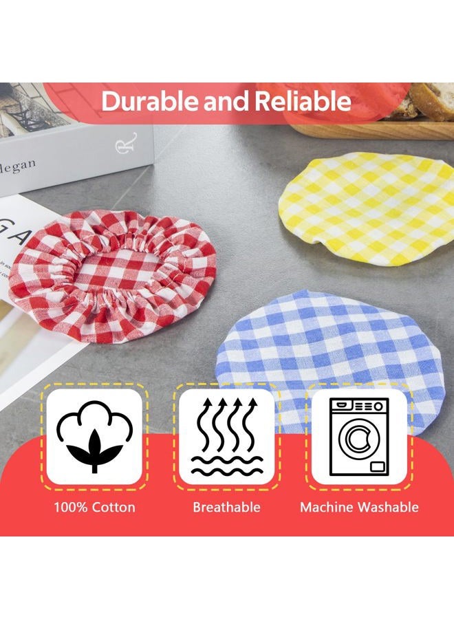 ZUAWAE Sourdough Jar Cover, Reusable Sourdough Cloth Cover, 3pc Handmade Cotton Cloth Covers for Sourdough Starter Jar Sourdough Bread Baking Supplies Fit Jars Mouth from 3-4 Inch (Red Plaid) - Image 3