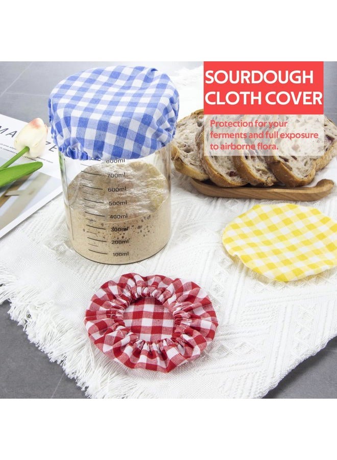 ZUAWAE Sourdough Jar Cover, Reusable Sourdough Cloth Cover, 3pc Handmade Cotton Cloth Covers for Sourdough Starter Jar Sourdough Bread Baking Supplies Fit Jars Mouth from 3-4 Inch (Red Plaid) - Image 4