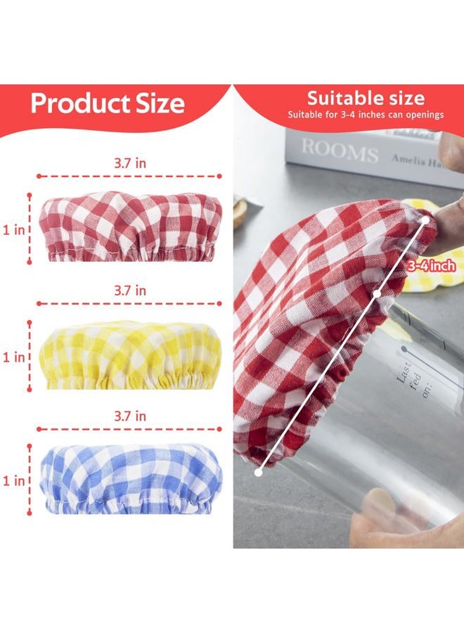 ZUAWAE Sourdough Jar Cover, Reusable Sourdough Cloth Cover, 3pc Handmade Cotton Cloth Covers for Sourdough Starter Jar Sourdough Bread Baking Supplies Fit Jars Mouth from 3-4 Inch (Red Plaid) - Image 2