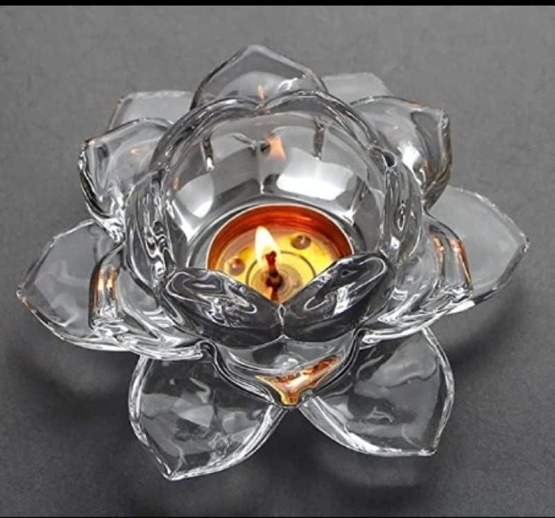 Big cart Crystal Glass Lotus Flower Tea Light Candle Holder Glass tealight Candle Holder Pack of 1 - Image 3