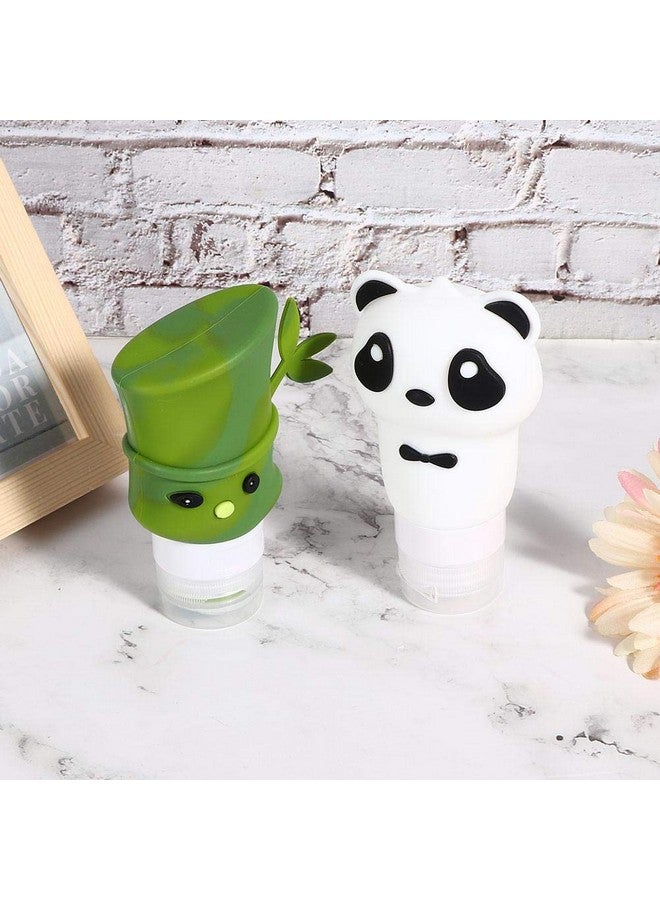 Haofy 2Pcs Cartoon Panda Bamboo Shape Cosmetic Container Silicone Travel Squeeze Bottle Shampoo Lotion Cosmetic Container Leakproof Liquids Bottles - Image 3