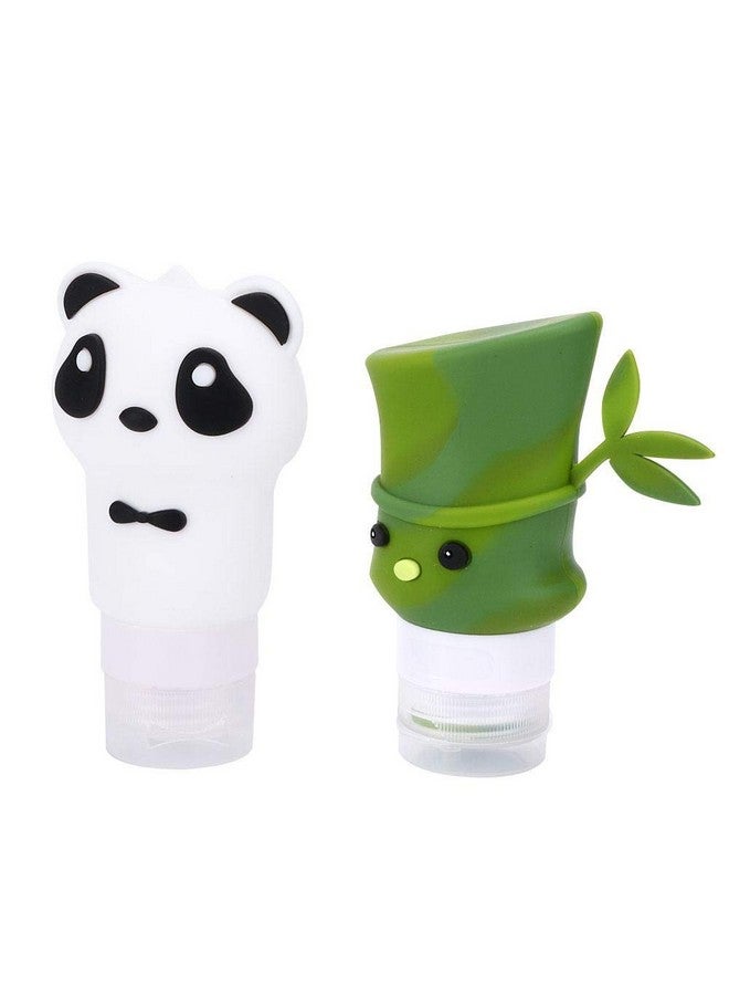 Haofy 2Pcs Cartoon Panda Bamboo Shape Cosmetic Container Silicone Travel Squeeze Bottle Shampoo Lotion Cosmetic Container Leakproof Liquids Bottles - Image 2