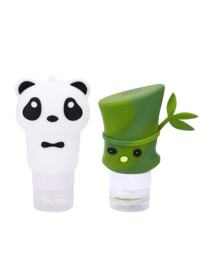 Haofy 2Pcs Cartoon Panda Bamboo Shape Cosmetic Container Silicone Travel Squeeze Bottle Shampoo Lotion Cosmetic Container Leakproof Liquids Bottles - Image 1