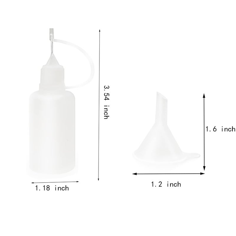 XYSMZM 12 Pcs 1 Ounce Precision Tip Applicator Bottles, 30ML Needle Tip Glue Bottles for DIY Paper Quilling Craft, with 2 Mini Funnel, White Lids - Image 2
