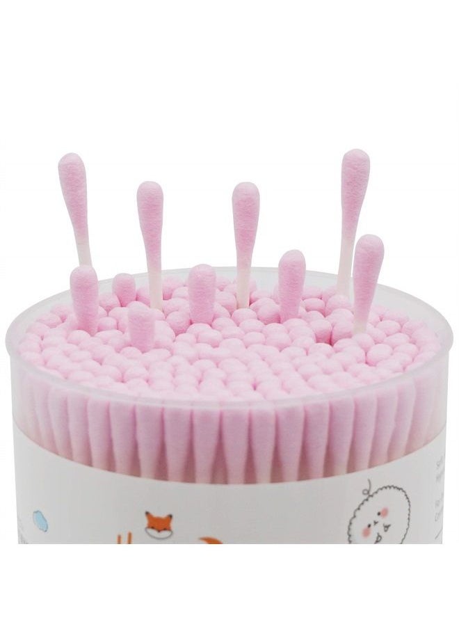 HOMEFOX - Pink Cotton Swabs Precision Pointed - 200 Count Pointy Organic Cotton Buds Double Side Tightly Wrapped Cotton Tips Paper Stick Soft Gentle Chlorine-Free Cruelty-Free, Pointy & Round (Pink) - Image 1