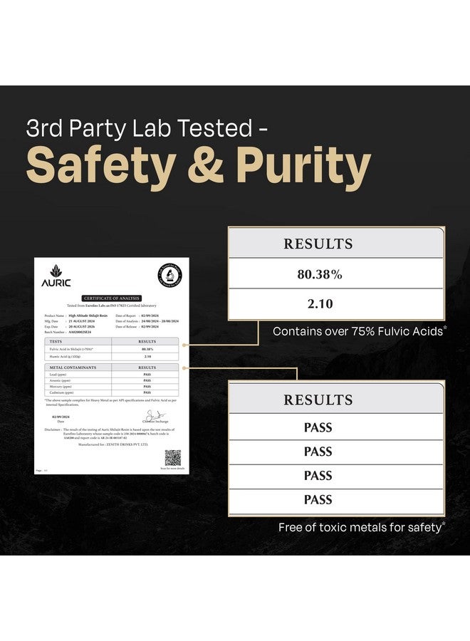 Auric Lab Certified Shilajit/Shilajeet Gold Resin 20g | Boost Stamina, Strength & Improve Focus - Image 2