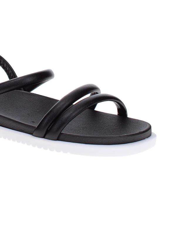 موليكا Moleca Ladies Flat Sandals Black | Made In Brazil