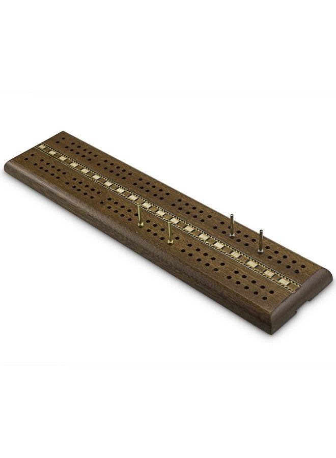Sterling Games Wooden Cribbage 12 inch Double Track Cribbage Board with Rich Italian Inlaid 2 Players - Image 1