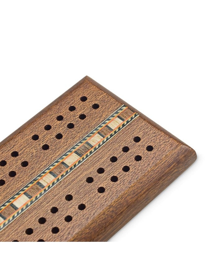 Sterling Games Wooden Cribbage 12 inch Double Track Cribbage Board with Rich Italian Inlaid 2 Players - Image 3