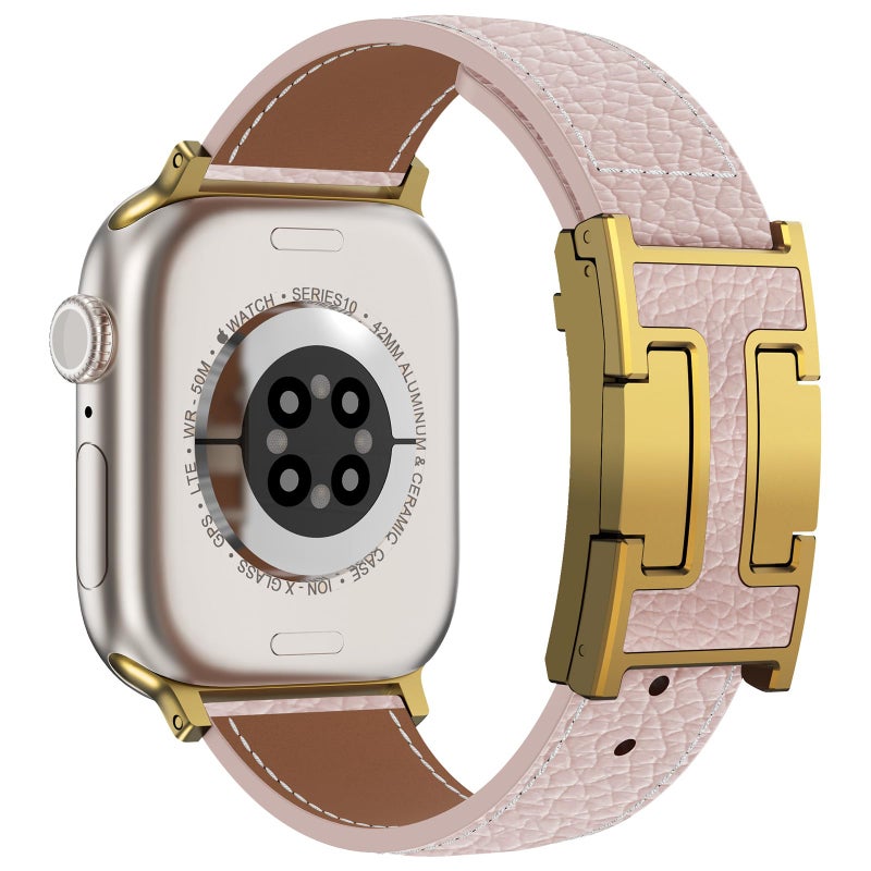 CHANCHY Leather Magnetic Watch Band Compatible with Apple Watch Bands 40mm 38mm 41mm 42mm 44mm 45mm 46mm Top Grain Leather Dressy Band for Women Men iWatch Ultra SE3 Series 1110987654321