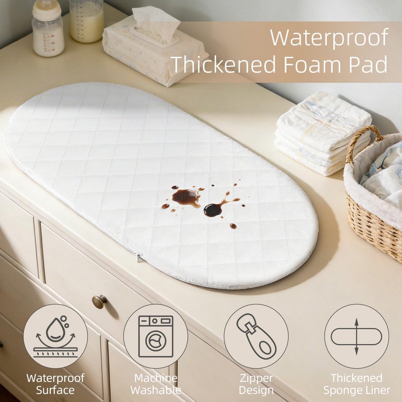 JVEOO Baby Changing Basket with Diaper Caddy Changing Pad, Breathable & Waterproof Dual-Cover Foldable Portable Travel Cotton Rope Baby Changing Mat for Dresser & Table - Image 4