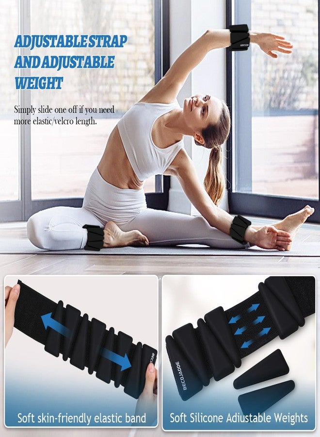 BECOJADDE Wrist Ankle Weights Adjustable Training Intensity for Strength Training Walking Running Yoga Pilates Jogging for Women Men Set of 2 (2lb Each), Black - Image 4