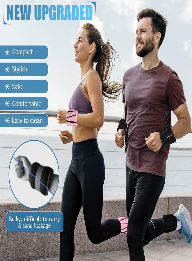BECOJADDE Wrist Ankle Weights Adjustable Training Intensity for Strength Training Walking Running Yoga Pilates Jogging for Women Men Set of 2 (2lb Each), Black - Image 2