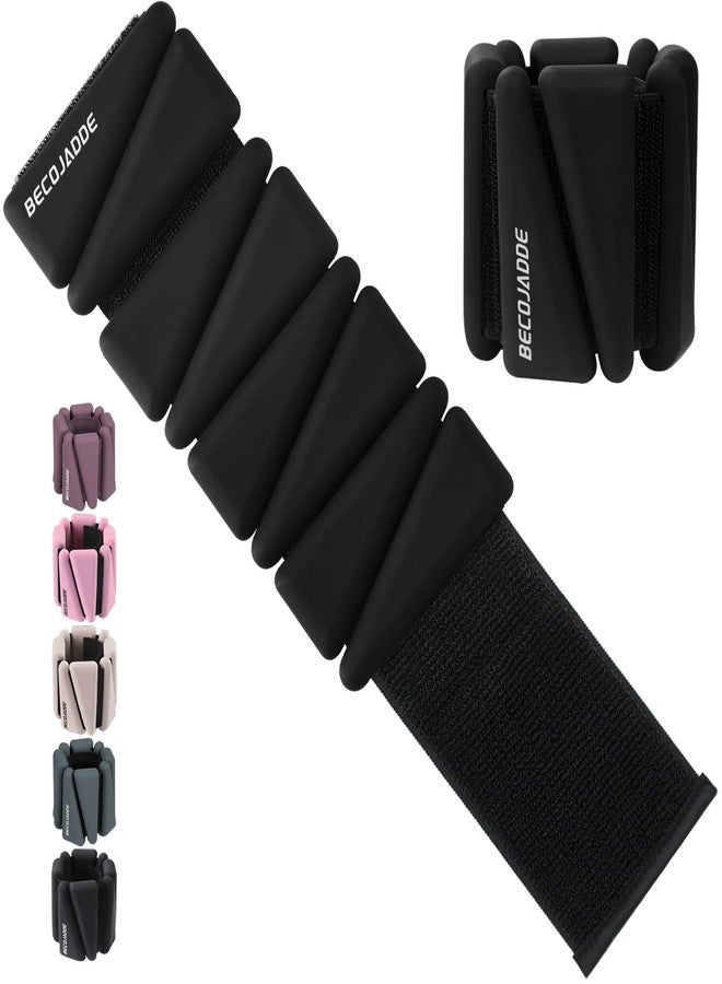 BECOJADDE Wrist Ankle Weights Adjustable Training Intensity for Strength Training Walking Running Yoga Pilates Jogging for Women Men Set of 2 (2lb Each), Black - Image 1