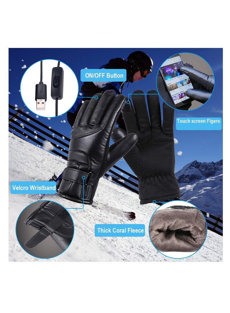 SYOSI USB Heated Gloves, for Men and Women Winter Thermal Gloves, Hand Warmers Electric Heating Gloves, Touchscreen Design, for Motorcycling Cycling Working Skiing Hiking Camping Fishing - Image 3