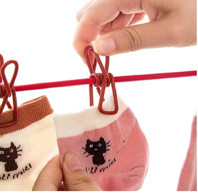 Winberg Cloth line Elastic Rope with Clip 12 Clip Pack of 2 Rope Combo Offer RPCP002 - Image 4