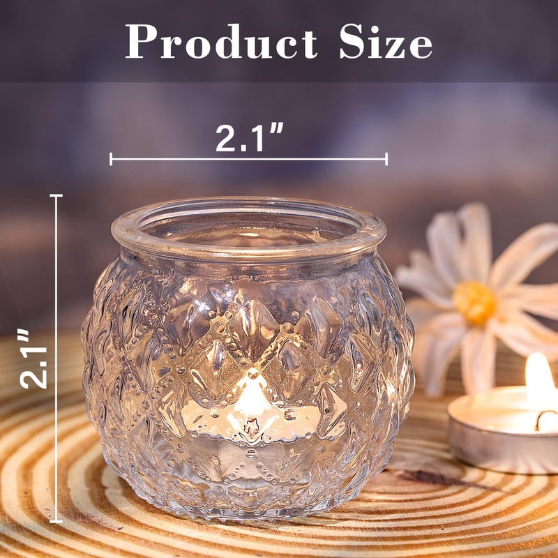 DARJEN Multi warehouse process Clear Votive Candle Holders Set of 24- Round Glass Candle Holders Bulk for Tea Light Candle, Diamond Texture Candle Votives for Wedding Centerpiece, Living Room & Home Table Decor Well-engineered versatile build - Image 2